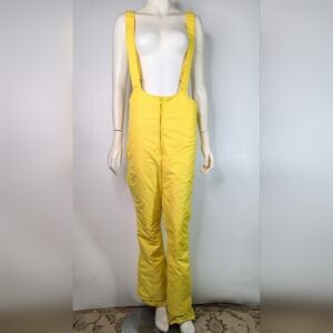Vintage Ski Bib Roffe Yellow Elastic Wide Straps Size 6 Small